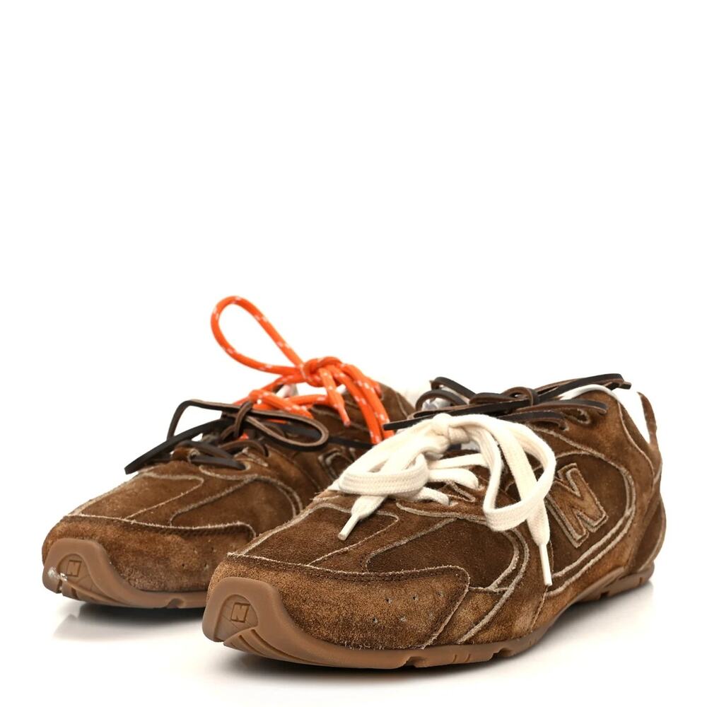 Miu Miu x New Balance 530 SL Low Top Suede Sneakers Brown White Women's EU 35